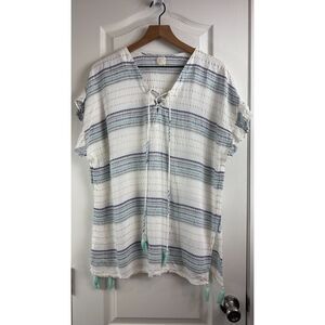 Surf Gypsy Multicolor Metallic Stripe Boho Swimsuit Cover Up Women's M Medium